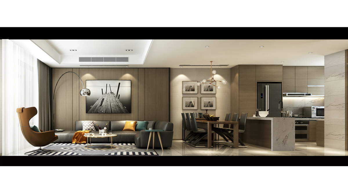 客餐廳+廚房效果圖